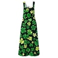 thumbnail image 5 of Gyujnb Women's St. Patrick's Day Jumpsuit - Black Green Yellow Shamrock Print Sleeveless Wide Leg Romper with Side Pockets for Irish Festival & Casual Wear,L, 5 of 6