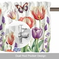 thumbnail image 6 of Spring Floral Kitchen Curtain Valances for Windows Farmhouse Short Curtains, Butterfly Flowers Summer Tulip Botanical Rod Pocket Valance Curtain for Bedroom Cafe Living Room 42"x12", 6 of 8