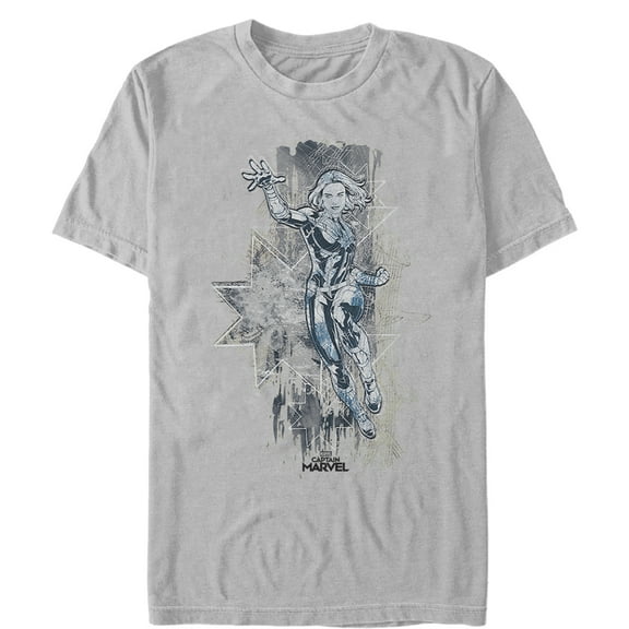 Men's Marvel Captain Marvel Vintage Vibe  Graphic Tee Silver Medium
