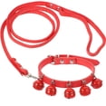 thumbnail image 3 of Collar para perro y gato, correa para tirar de la cuerda con campana para uso diario (rojo M), 3 of 5