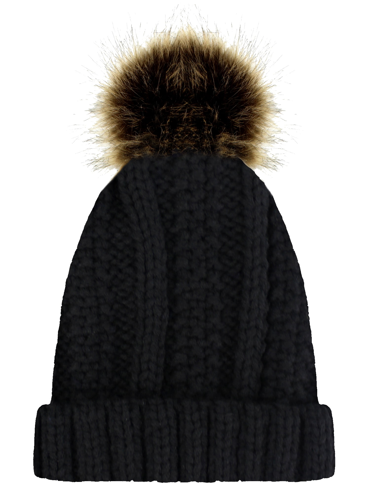 Faux Fur Lined Beanie Cap Hat 