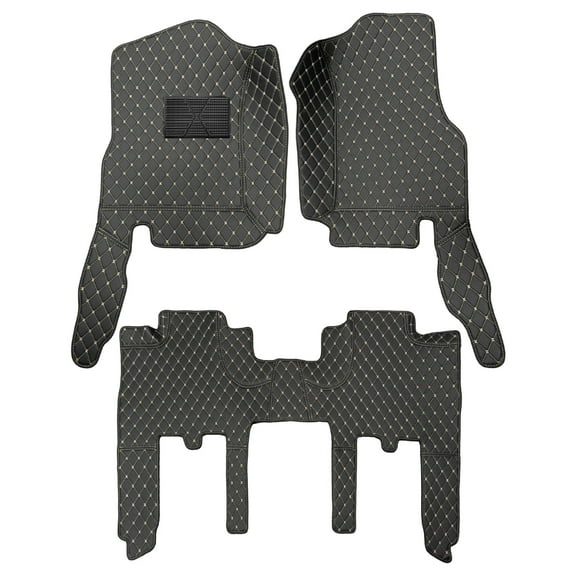 Leadwolf Floor Mats for ford Expedition 1999-2006 Faux Leather Floor Liner Carpet Protection PU Leather Auto Liners All Weather Anti-Slip 3Pcs Black Beige