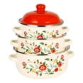 thumbnail image 3 of Juego de 3 ollas esmaltadas, ollas esmaltadas para cocción a fuego lento, utensilios de cocina, ollas portátiles para sopa Rojo, 3 of 9