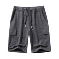 thumbnail image 3 of Frontwalk Men Casual Plain Bottoms Mini Fitness Loungewear Mens Elastic Waist Summer Trousers, 3 of 3