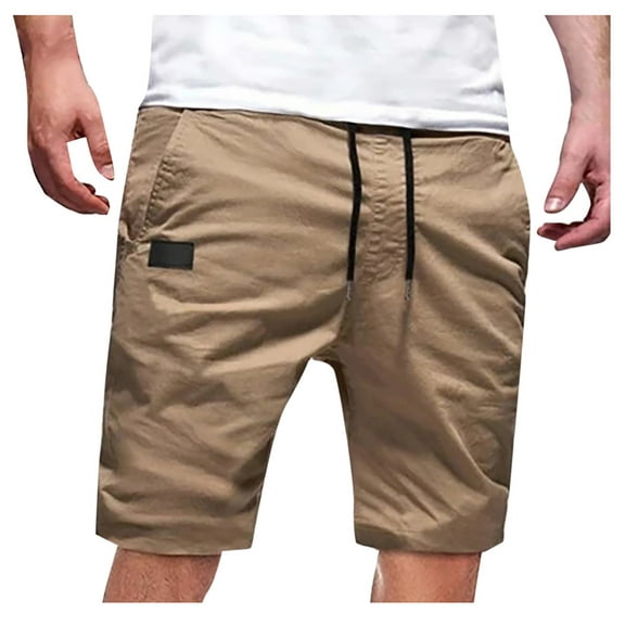 Hinvhai Plus Size Pants Clearance Men's Sport Pants Fit Running Joggers Pocket Sweatpants Shorts Khaki 10(XL)