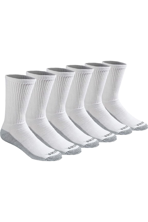 Men's Dri-tech Moisture Control Crew Socks Multipack White (6 Pairs) Medium