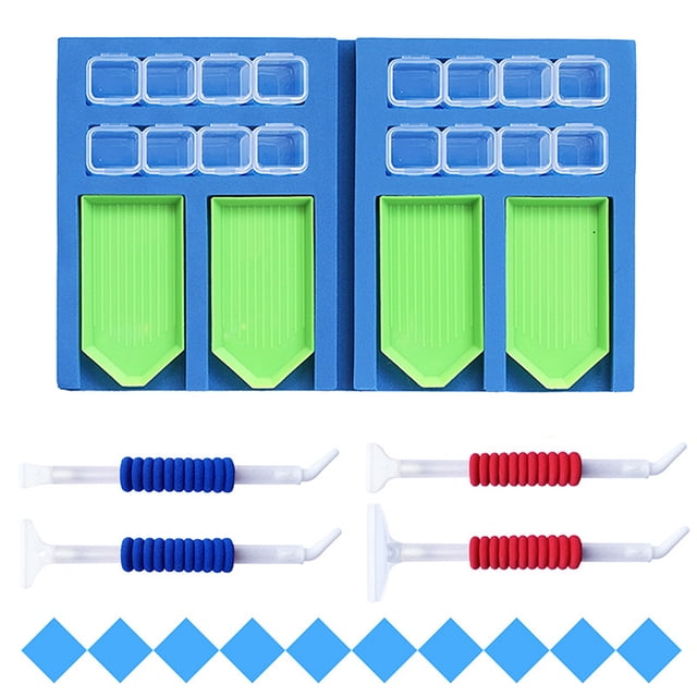 Bandeja de pintura de diamante Organizador de taladro con punta de esponja Bandeja de almacenamiento de pintura de diamante plegable, Azul 3 Methold HA002933-04