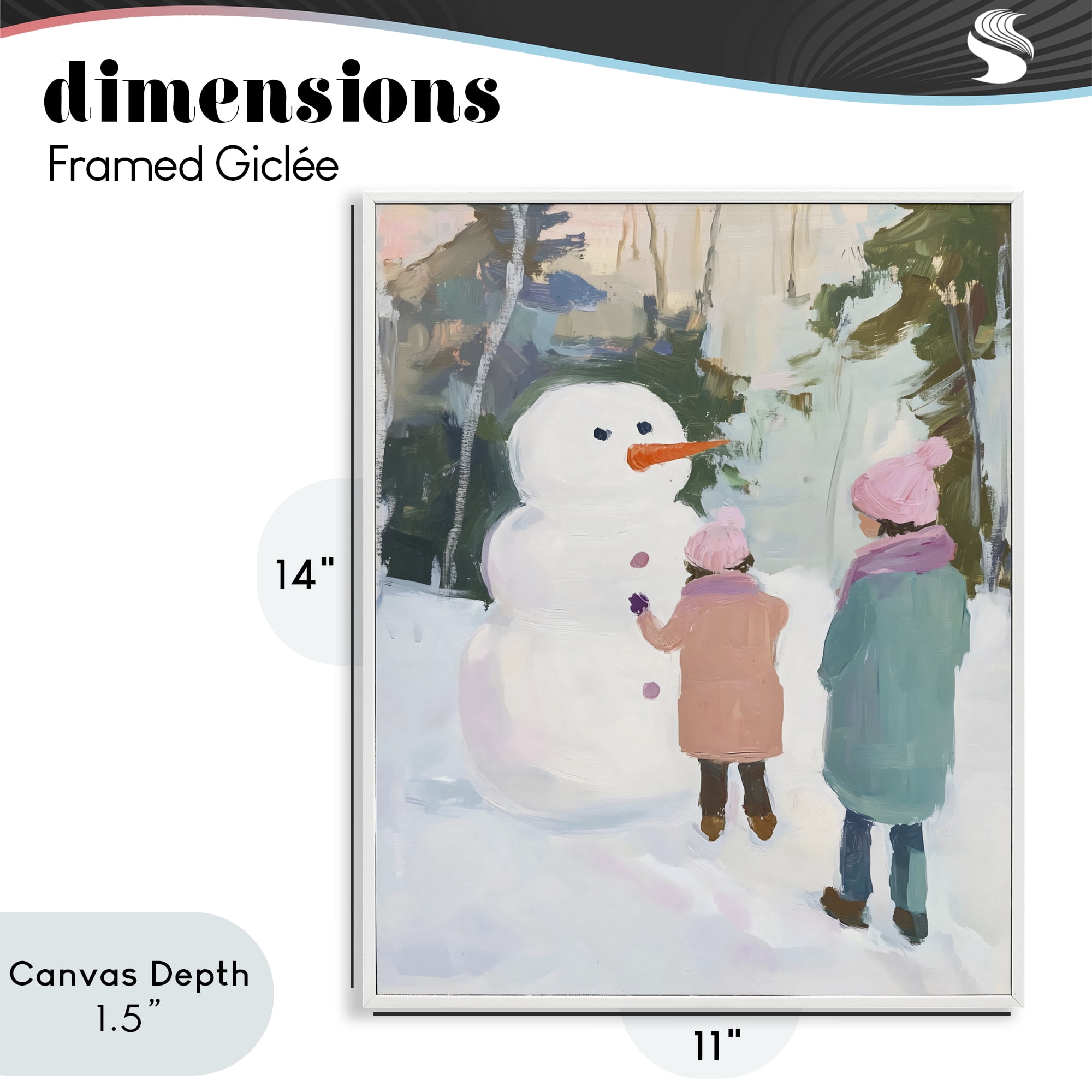 Stupell Industries Two Girls With Snowman White Framed Giclee Art, design by The Prints Vibe