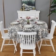 thumbnail image 2 of Gray Floral Mandala and Leaf Pattern Round Tablecloth 60"x60",Wrinkle Wipeable Table Cloth for Kitchen Dining Room Picnic Patio Party, 2 of 6