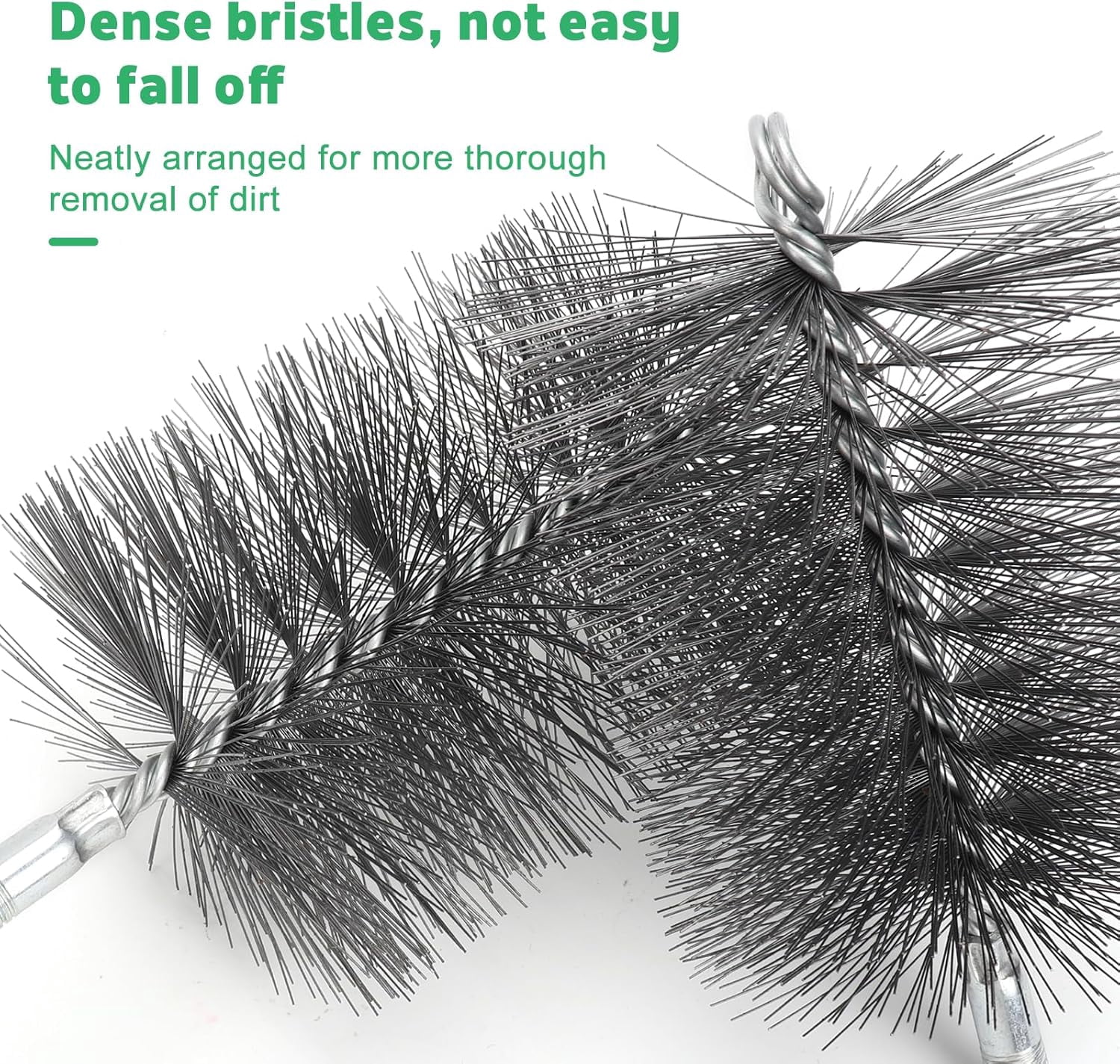 ABCISI Chimney Steel Cleaning Brush with 1/4" Metric Thread Fitting for Insulated Chimneys, Stainless Steel or Metal Stove Pipes, Works with Most Chimney Rod Sets (4 Inch)