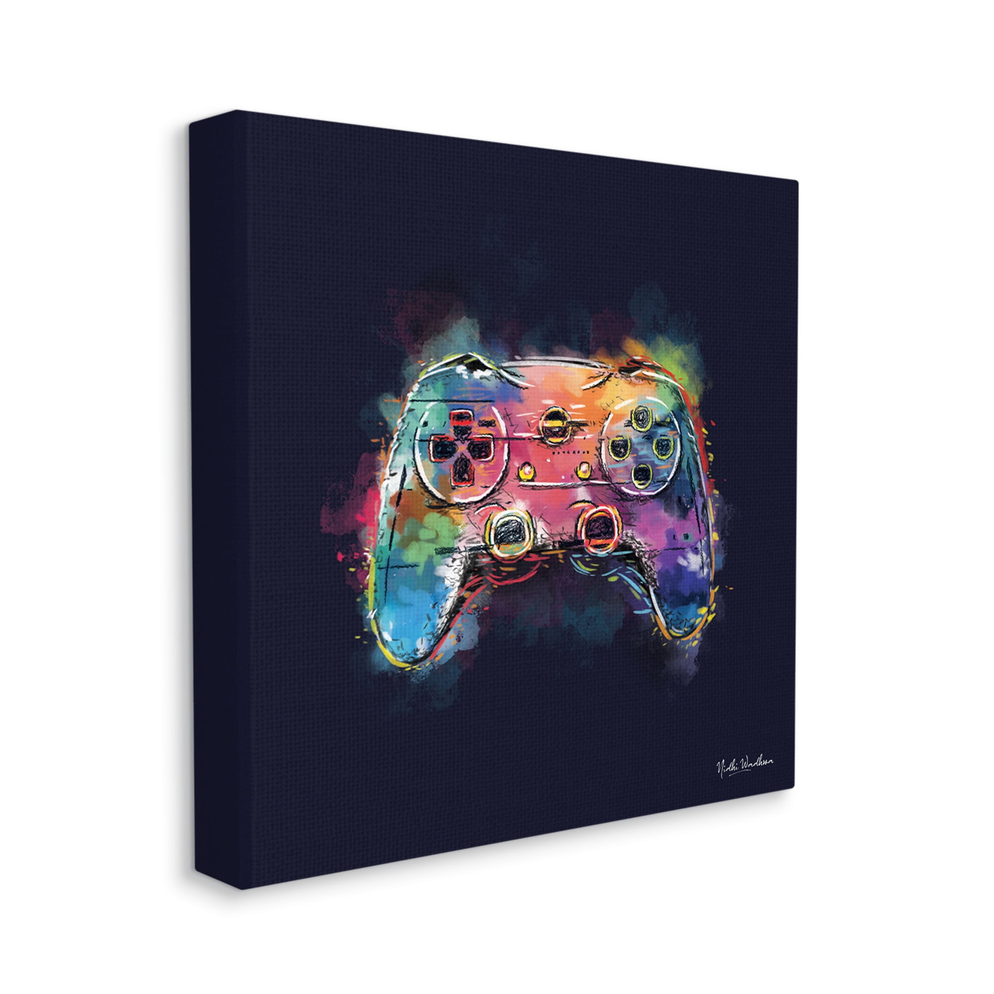 Stupell Industries Modern Controller Splash Beauty & Fashion Painting Gallery Wrapped Canvas Print Wall Art, 17 x 17
