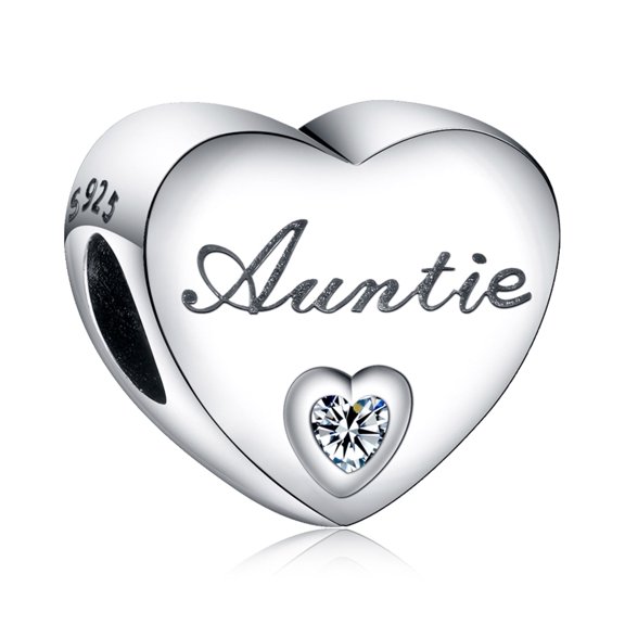 925 Sterling Silver Charm for Bracelets Auntie's Love Heart Charms Women Bracelet Charm