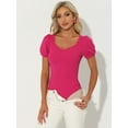 thumbnail image 4 of DARING DIVA Top Short Sleeve Sweetheart Neck Bodysuit S Hot Pink, 4 of 6