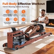 YOSUDA Foldable Water Rowing Machine for Home - 400LBS Capacity Rower with LCD Monitor & Bluetooth App, Solid Beech Wood, Space-Saving Design, Full-Body Workout