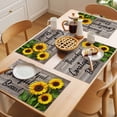 thumbnail image 5 of Placemat Set of 4 Sunflower Farmhouse Placemats for Dining Table Wood Grain Vintage Washable Table Mats for Kitchen and Party Decor Indoor & Outdoor Use, 5 of 8