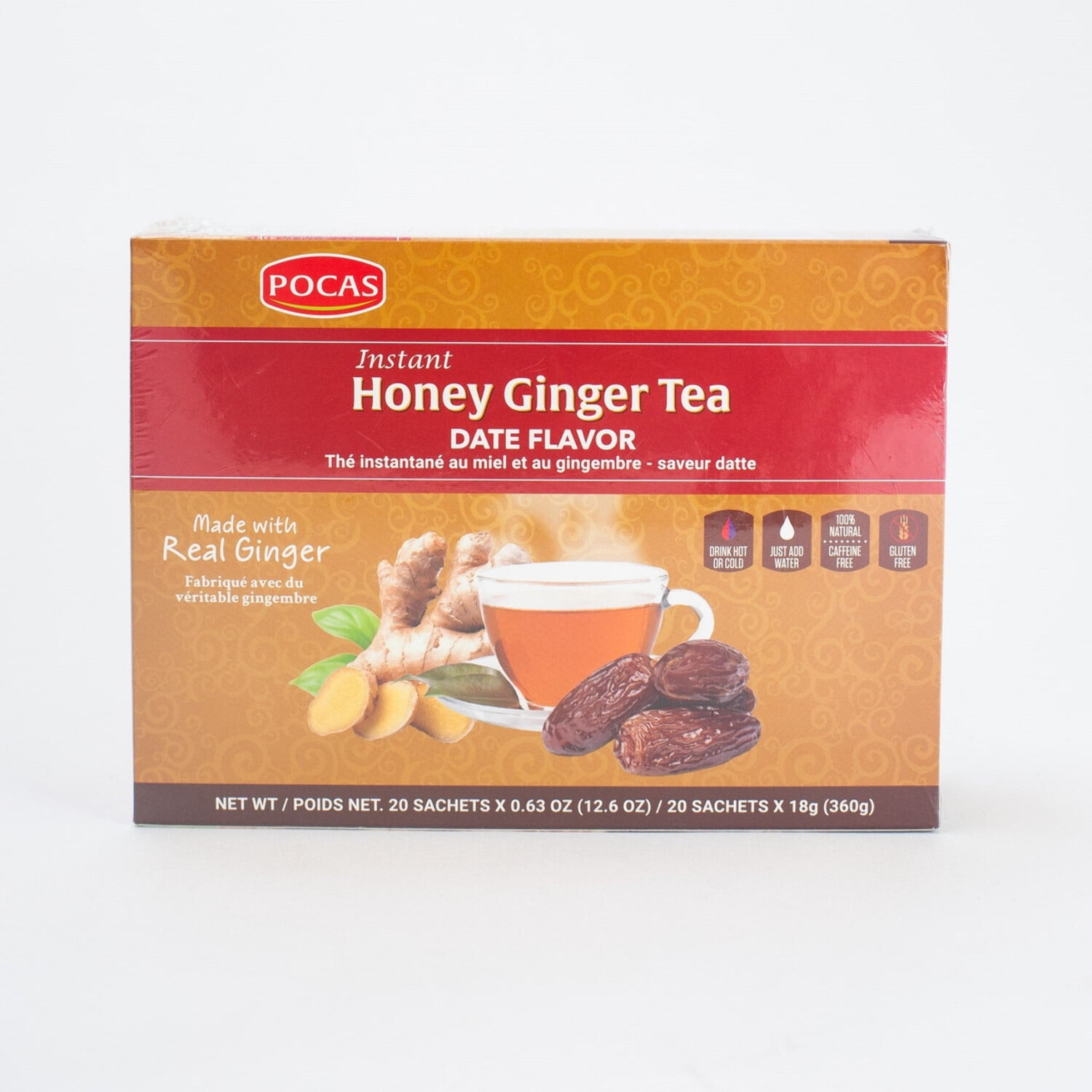 Instant Honey Ginger Tea Date Flavor
