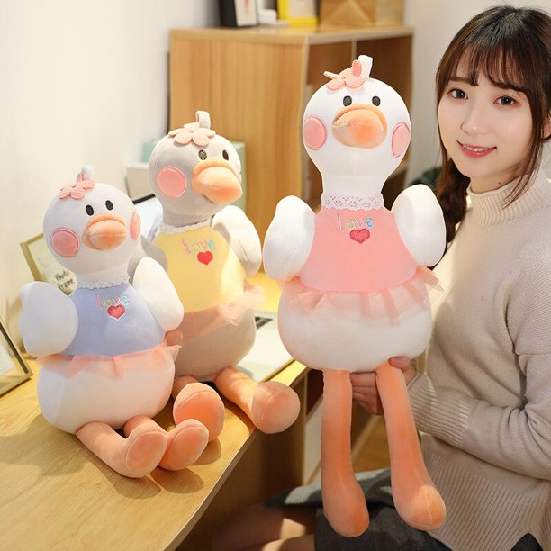 Cute Swan Plush Toys Kawaii Flamingo Doll Stuffed Soft Animal Pillow Ballet Swan with Crown Baby Kids Girls Appease Gift zhangmengya LED