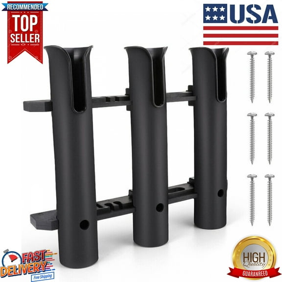 Versatile 3 Rod Kayak Holder - Side Mount w/ Screws, Removable Marine Fishing Tube Rack for Anglers