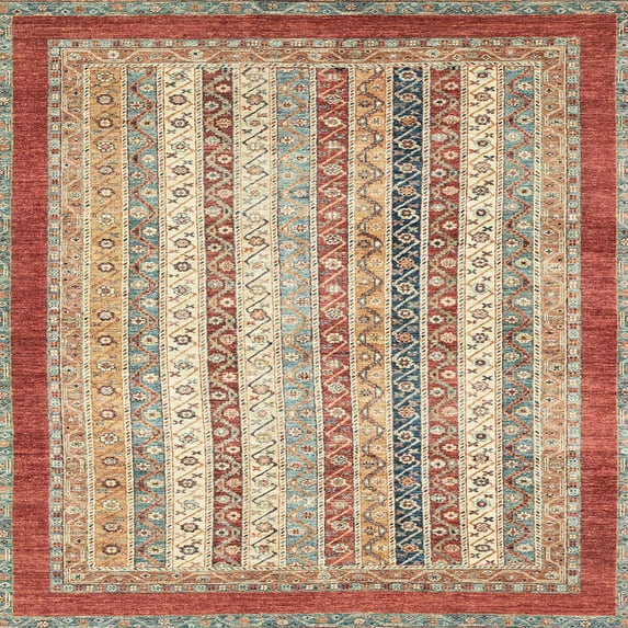 Ahgly Company Indoor Square Abstract Chestnut Red Abstract Area Rugs, 5' Square