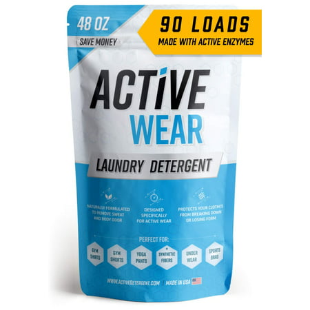 Active Wear Laundry Detergent - Formulated for Sweat and Workout Clothes - Natural Performance Sport-Wash Concentrate - Enzyme Booster Deodorizer - Powder Wash for Activewear Gym Apparel (90 (Best Detergent For Sweaty Gym Clothes)