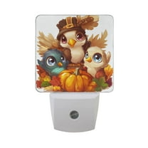 Cute Birds Leaves Maple Pumpkins Autumn LED Night Light with Smart Sensor Plug Into Wall Dusk to Dawn 2 packs