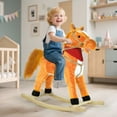 thumbnail image 7 of Lanzxjv Rocking Horse Toy for Kids, Plush Ride on Animal with Wooden Rockers, Moving Mouth And Wagging Tail, Musical Sounds, Baby Rocking Chair, 50kg Weight Capacity, Ages 1-6, 7 of 7