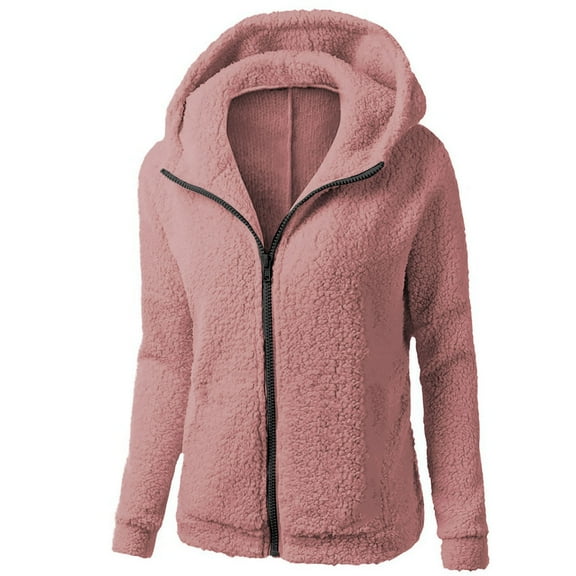 Kiplyki Save Big Women's Winter Coat Hooded Sweater Warm Wool Zipper Outwear