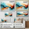 thumbnail image 4 of Designart "Waves of Color Blue and Orange Abstract IV" Abstract Framed Wall Art - Modern Blue Abstract Painting Living Room Framed Canvas Art, 4 of 6