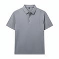thumbnail image 5 of Dolkfu Short Sleeve Men'S Polos&nbsp;Shirts&nbsp;Short Sleeve Button Gray Retro Vintage Collared Polos Plaid Modern Minimalist Tops Gray,S, 5 of 6