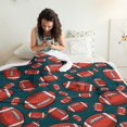 thumbnail image 3 of Football Icon Darkgreen Pattern Soft Sherpa Fleece Throw Blanket, Warm Cozy Plush Blanket for Sofa Bed Couch, All Season, 60"x80", 3 of 5