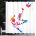 thumbnail image 4 of Ambesonne Soccer Shower Curtain, Kicking Ball Watercolors, 69"Wx75"L, Multicolor, 4 of 5