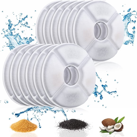 ITidyHome Pet Water Fountain Replacement Filter 8 Pack - Premium Cotton Activated Carbon Filter for 1.6L Fountain - Keeps Water Fresh