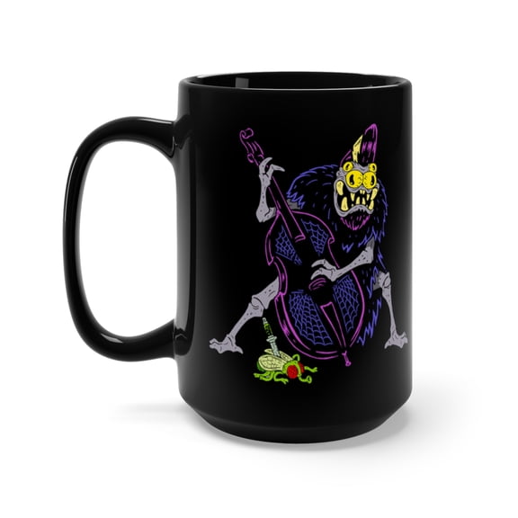 Psychobilly Bugman Monster Bass Slap Coffee Mug, 15oz, Black