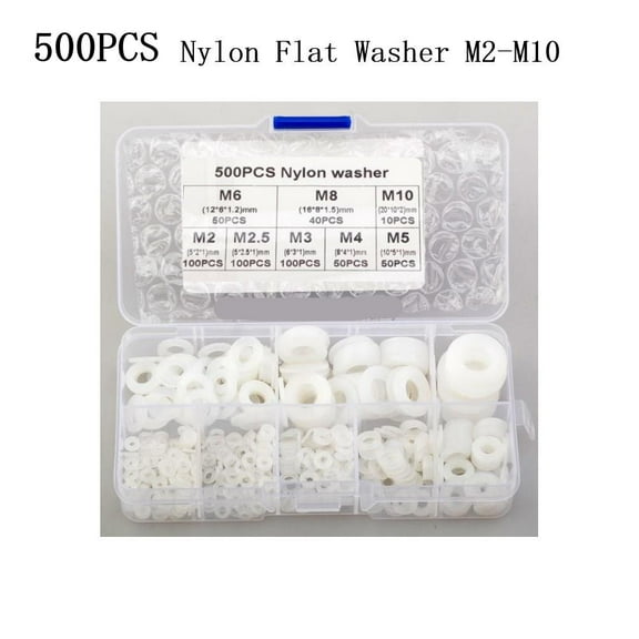Rubber Ring Flat Washer 500 Piece Combo Nylon Restoration Gasket White