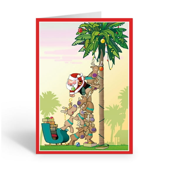 Christmas Palm Holiday Card - 18 Funny Tropical Christmas Cards & Envelopes