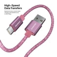 thumbnail image 6 of Powertek USB-A to USB-C Cable, Fast Charging Type-C Charger Cord, Durable Tangle-Resistant Sync Cable, Pink Glitter, 6FT, 6 of 7