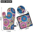 thumbnail image 6 of Colorful Floral Pattern Kitchen Oven Mitt and Pot Holder Sets 4 Pcs for Baking, Cooking and Grilling, Heat Resistant Up To 392 °F, 6 of 7