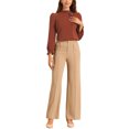 thumbnail image 2 of INSPIRAR CHIC Blusa Elegante de Manga Larga para Mujeres con Volantes y Cuello de Lazo Top de Trabajo XL Caramelo, 2 of 6
