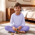 thumbnail image 5 of Xdegoge Tween Girls Pajamas Sets 2 Piece Lounge Soft Long Sleeve Plaid Checkered Top and Jogger Pants Matching Set Comfy Daily Sleepwear Pjs, 5 of 6