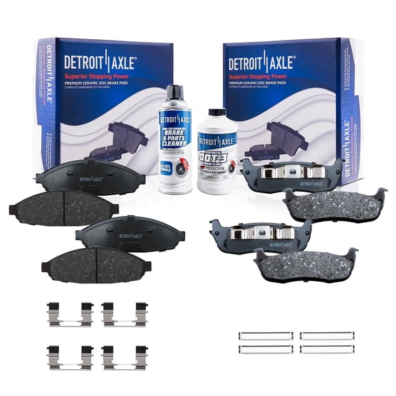 Detroit Axle - Brake Pads for 2003 2004 2005 2006 2007 2008 2009 2010 2011 Lincoln Town Car, Front and Rear Brake Pads w/ Hardware Replacement