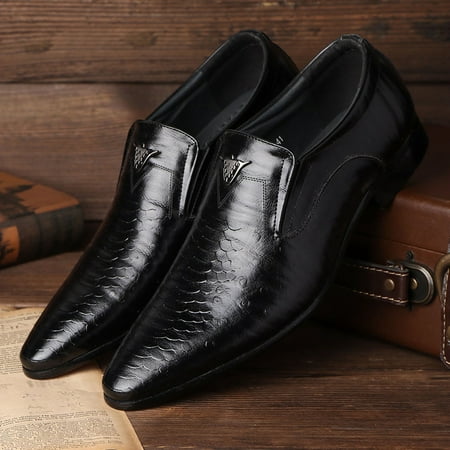

UIX Mens Shoes Classic Business Leather Shoes Fashion Retro Casual Solid Color Set Square Head Leather Shoes