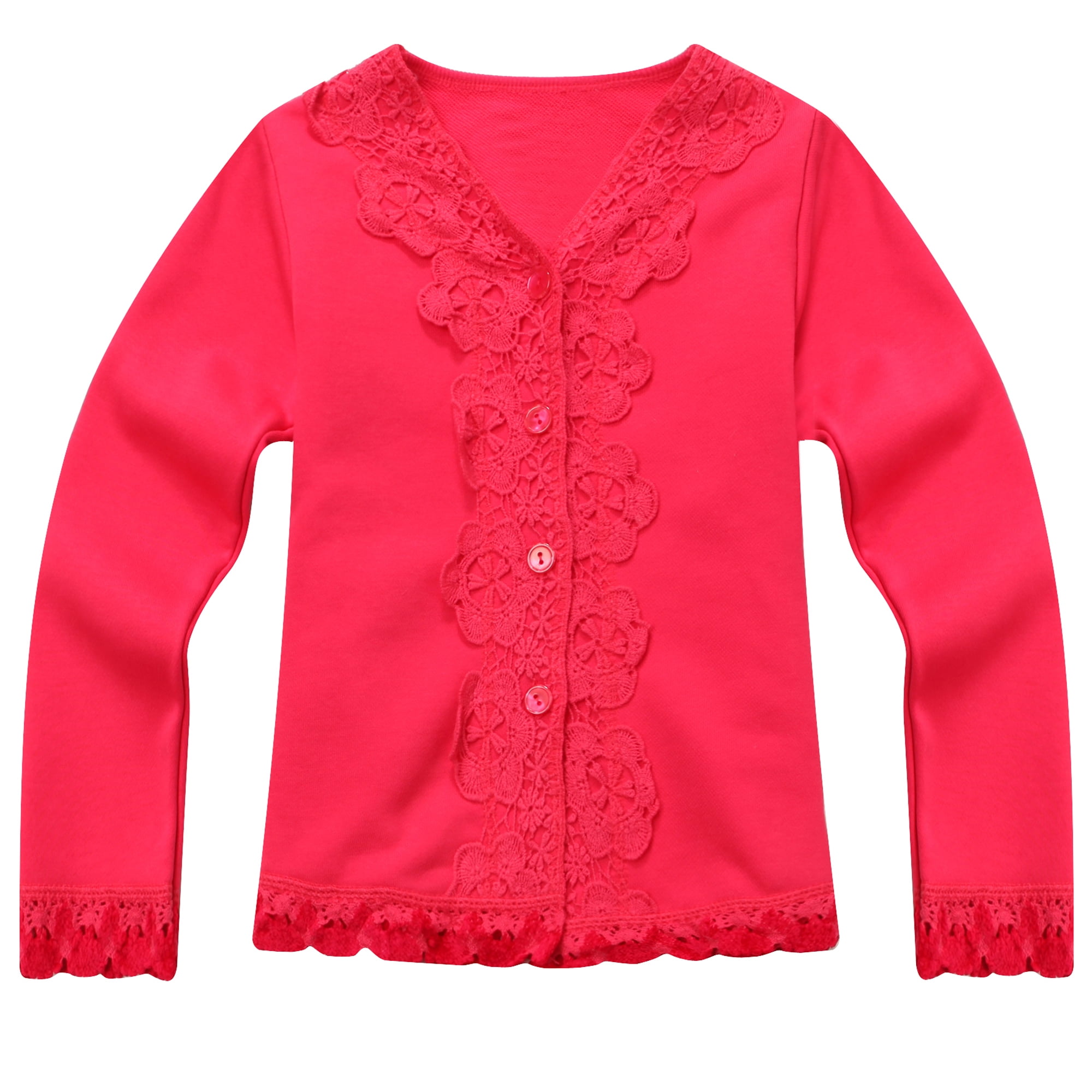 Little Girls Red Lace Detail Sweet Cardigan 4