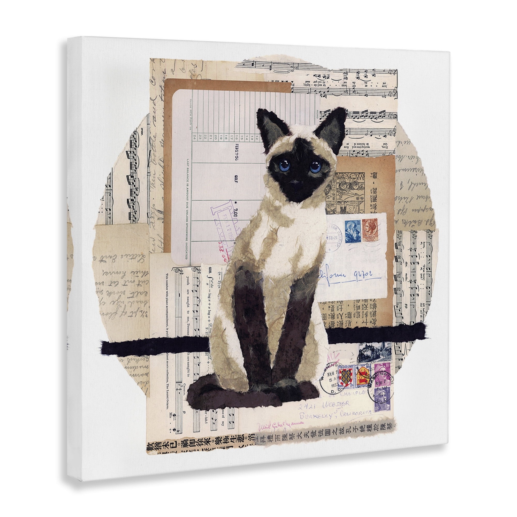 Stupell Industries Siamese Cat Collage Animals & Insects Painting Gallery Wrapped Canvas Art Print Wall Art, 36 x 36