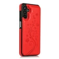 thumbnail image 3 of Allytech Wallet Case for Galaxy S24, Floral Butterfly Embossed Slim Fit Cards Holder Stand Shockproof Anti-Scratch Bumper Wallet Case Cover for Samsung Galaxy S24 FE - Red, 3 of 9
