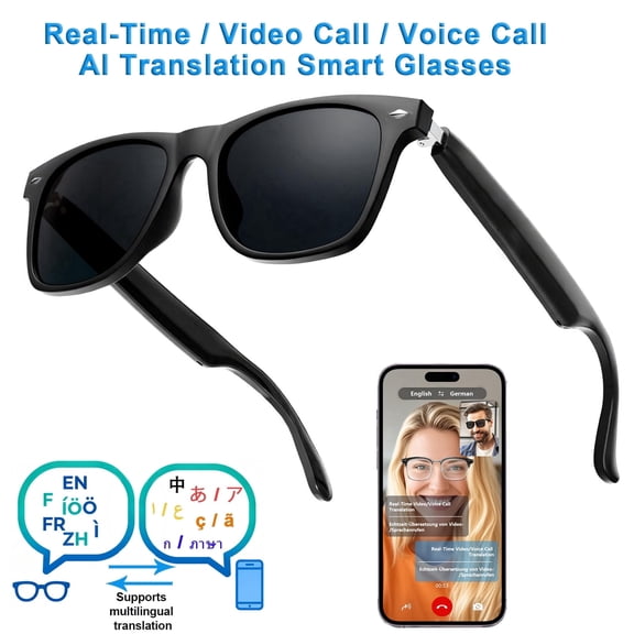 ZYQEEE Smart AI Sunglasses for Men ,Polarized Sunglasses with 115 Real-Time Translation,Video Call Translation,Voice Assistant,Bluetooth glasses for Ourdoor