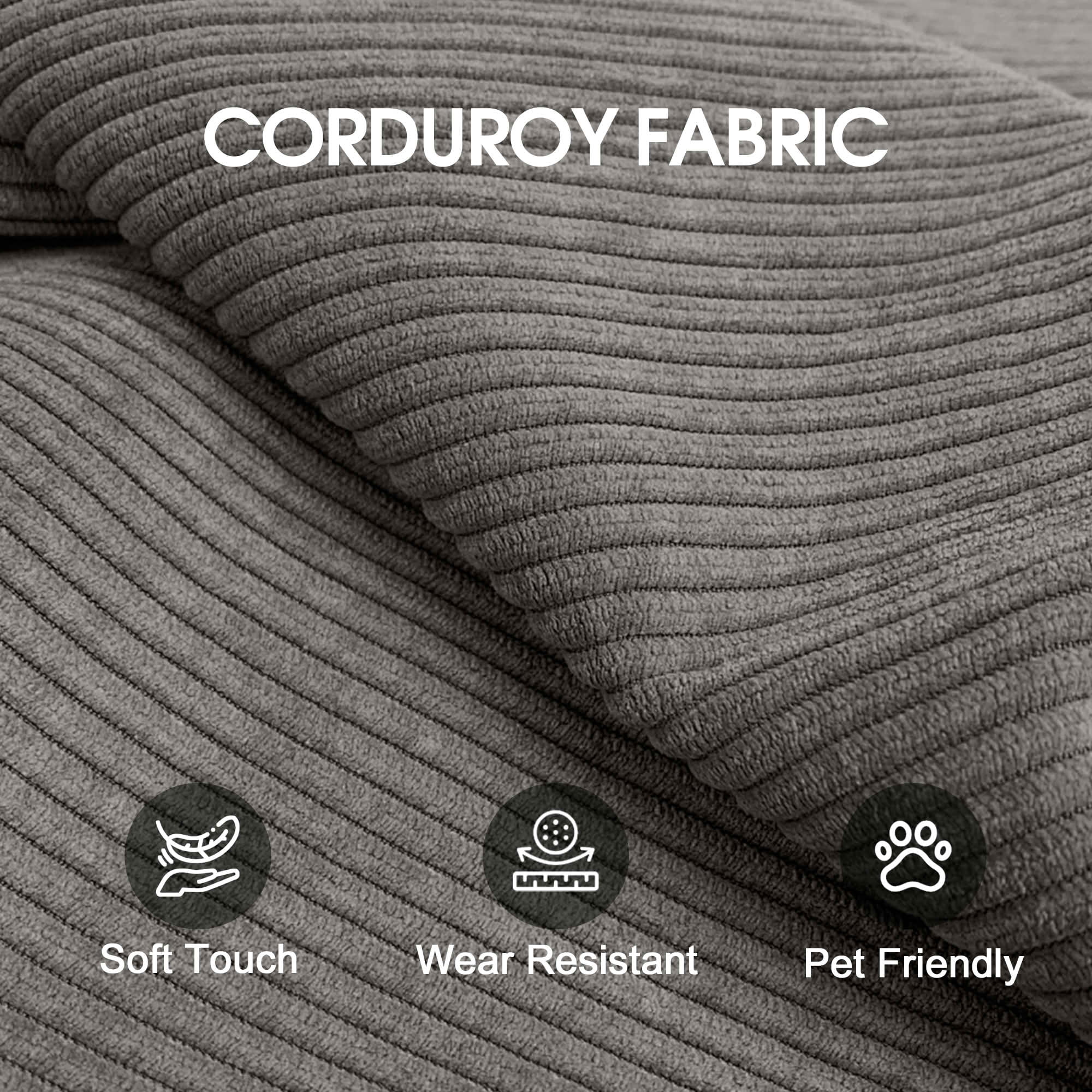 MAYEERTY 78.8" Compression Convertible Floor Sofa Bed, Boneless Modular Corduroy Futon Sleeper Couch with Pillows, Back Support Armrests, No Assembly Loveseat for Living Room Bedroom Apartment