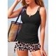 thumbnail image 2 of Bañador Tankini Aleumdr para mujer Tummy Control Leopard, color negro, 2 of 7