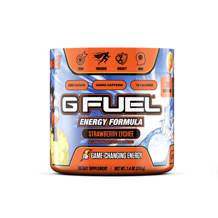 G Fuel Dragon Ball Energy Supplement Powder with Antioxidant Complex, Strawberry Lychee, 30 Servings