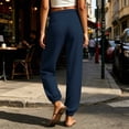 thumbnail image 6 of Women's Cotton Linen Joggers Ihhxva Drawstring Pants with Pockets Casual Elastic Waist Trousers Loose Fit Summer Straight Leg S-2XL, 6 of 6