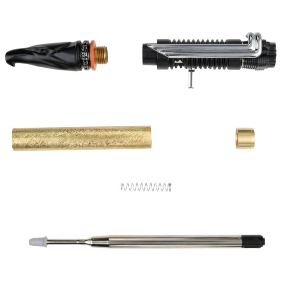 Penn State Industries PKMOTMBCH Motorcycle Kickstart Action Ballpoint Pen Kit Woodturning Project (1, Matte Black & Chrome)